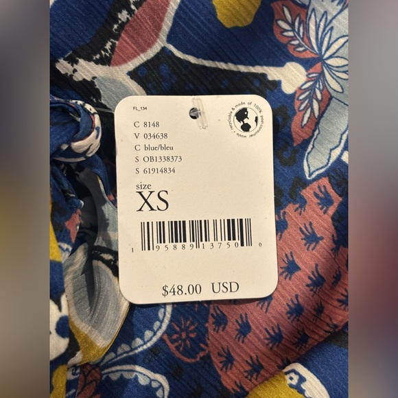 Free People Intimately โWeekend in Montaukโ Blue Floral Tie Strap Crop Top NWT ๐ผ - Picture 11 of 12